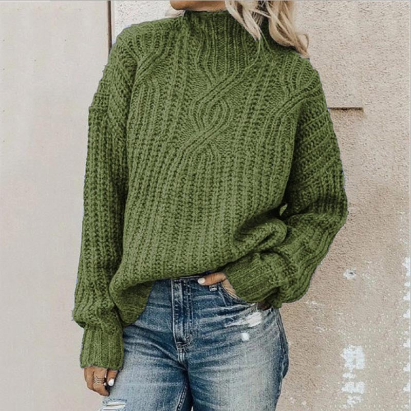 Women's elegant solid knit sweater relaxed silhouette cozy all-day comfort versatile styling