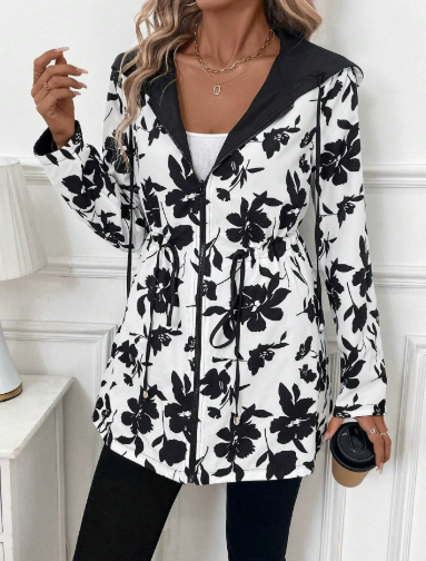Reversible wool coat beige and leopard print double-sided chic oversized silhouette