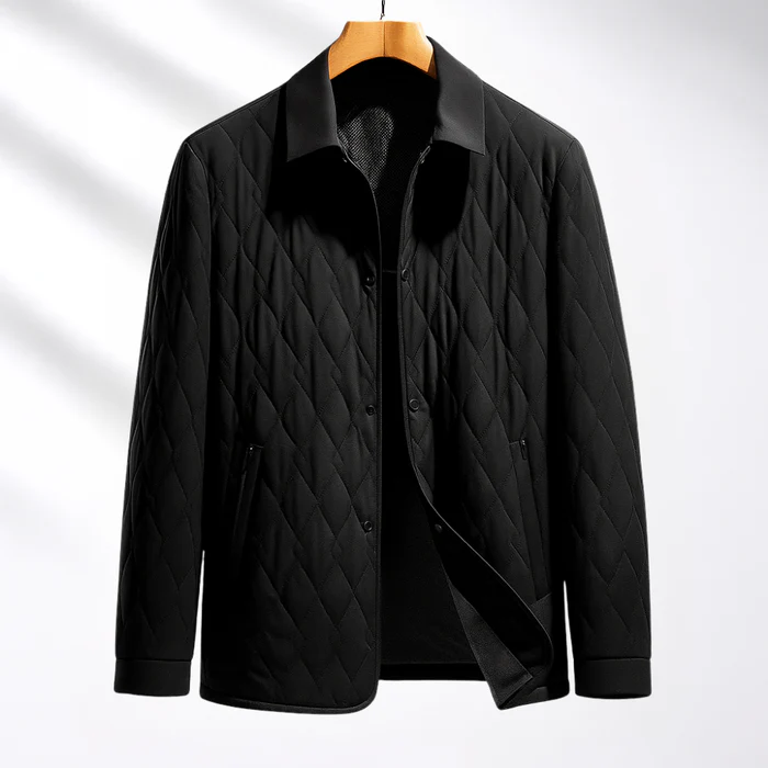 Men's mulberry silk quilted jacket, lightweight cotton shell, teardrop pattern, sharp versatile fit