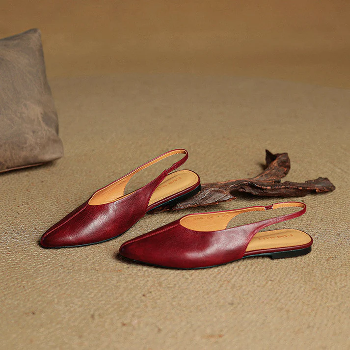 Lunelle genuine leather slingback flats with subtle sheen, polished feminine silhouette for versatile wear