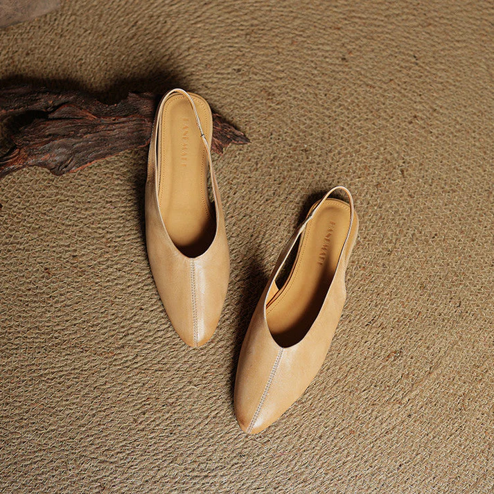 Lunelle genuine leather slingback flats with subtle sheen, polished feminine silhouette for versatile wear