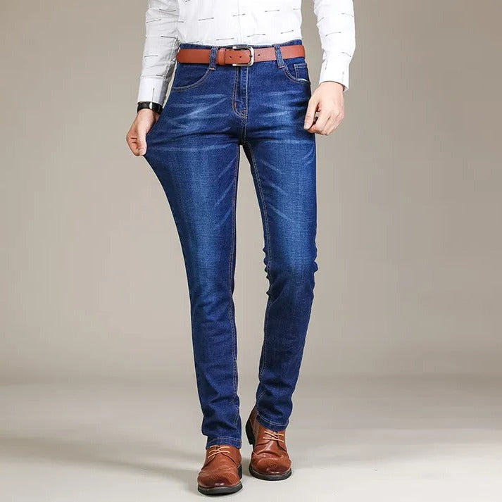 Wavlynn men's stretch slim jeans flexible denim modern fit for work and casual wear