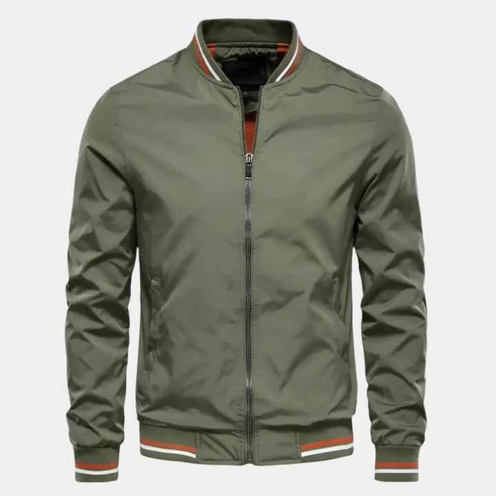 Lightweight black bomber jacket with straight cut, soft inner lining, and clean minimalist design