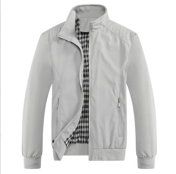 Men's lightweight windproof jacket in neutral tone, regular fit with breathable shell for spring layering