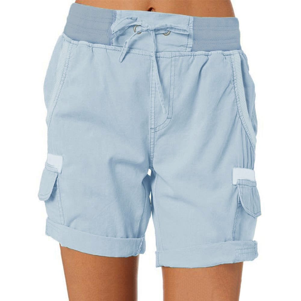 Women's relaxed-fit cargo shorts cotton blend drawstring waist utility pockets everyday style