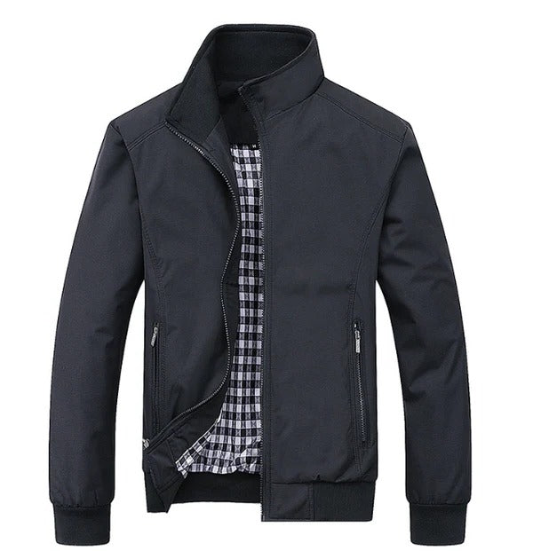 Men's lightweight windproof jacket in neutral tone, regular fit with breathable shell for spring and fall