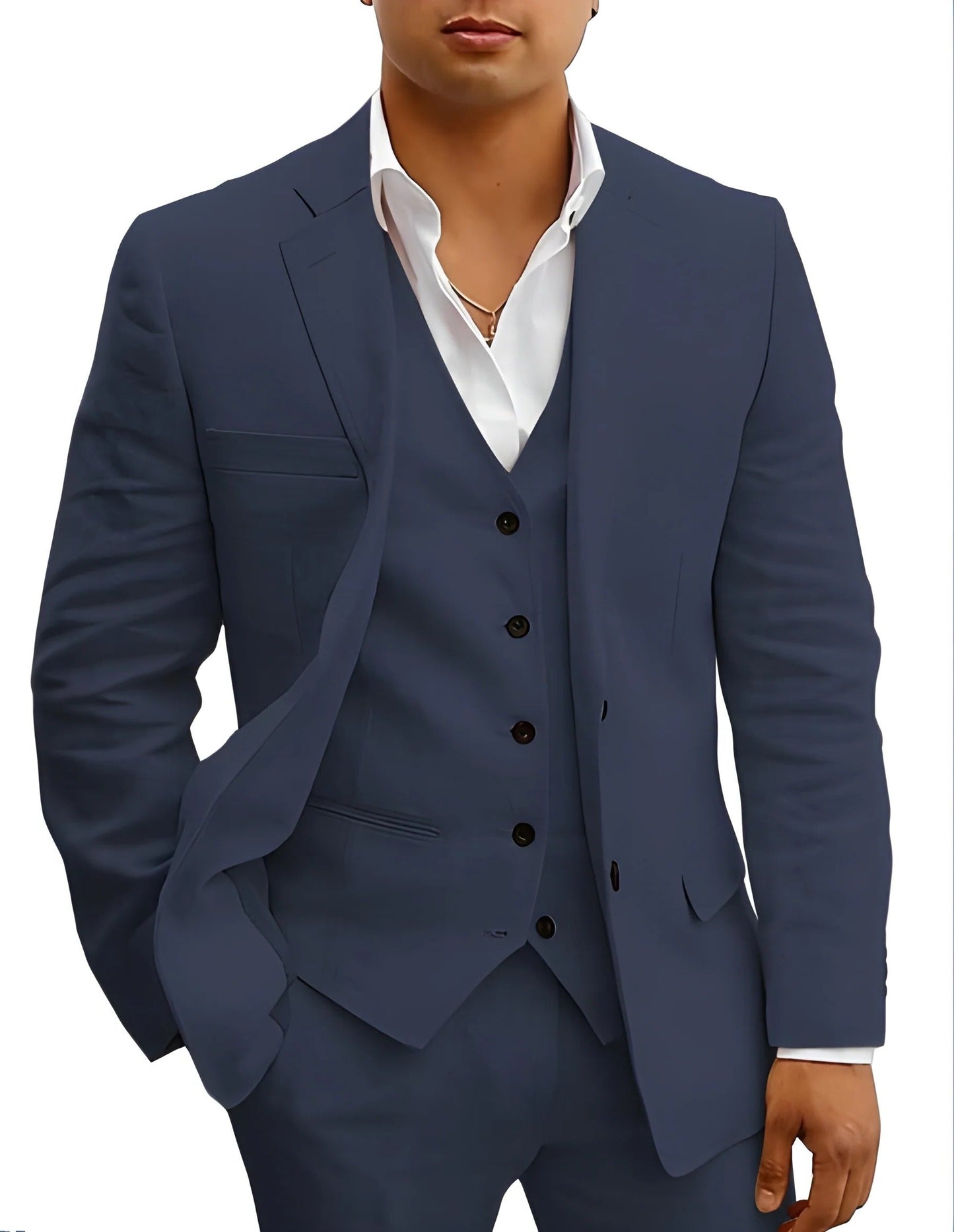 Men's lightweight 3-piece summer suit set in beige tailored fit for beach weddings