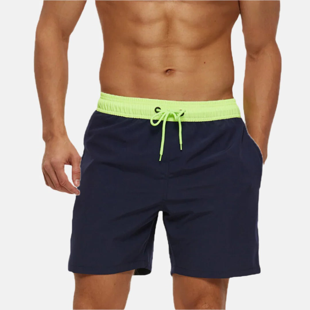 Men's navy blue swim shorts relaxed fit quick-dry lightweight for active water sports