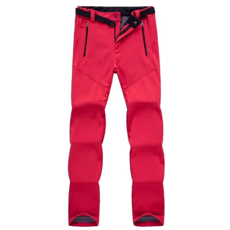 Women's outdoor hiking pants in neutral tone, straight cut with weather-resistant fabric for trail activities