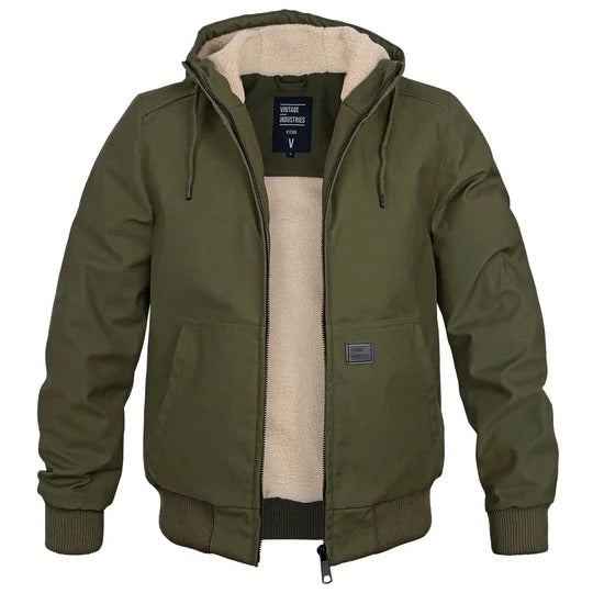 Wavlynn men's black hooded insulated winter jacket fleece lined regular tailored fit cold weather