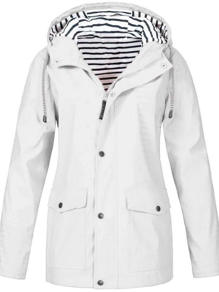 Lightweight zip-up jacket for spring outdoor activity with full-length front closure