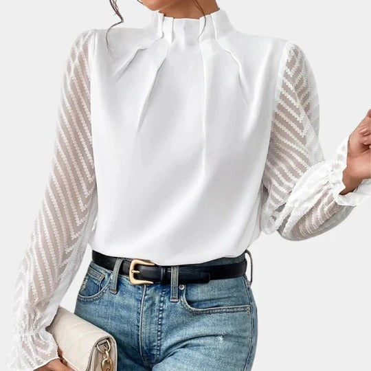 Women's long sleeve coastal top in lightweight airy fabric, versatile style for summer and transitional seasons