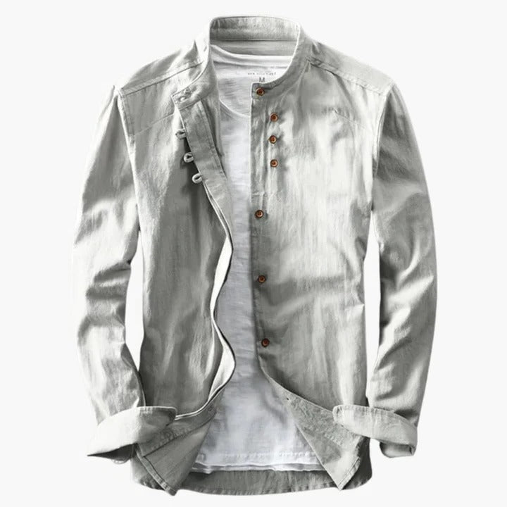 Men's stand-up collar shirt lightweight breathable relaxed fit for work travel everyday wear