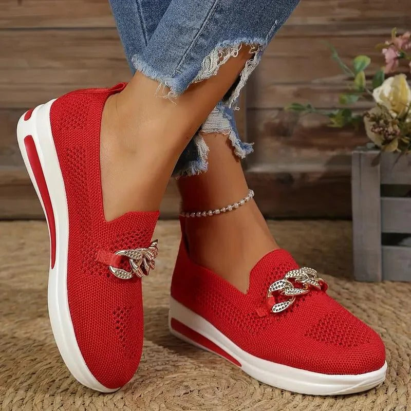 Women's slip-on loafer shoes with structured sole, clean silhouette, and supportive arch and heel fit