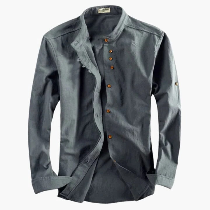 Men's stand-up collar shirt lightweight breathable relaxed fit for work travel everyday wear