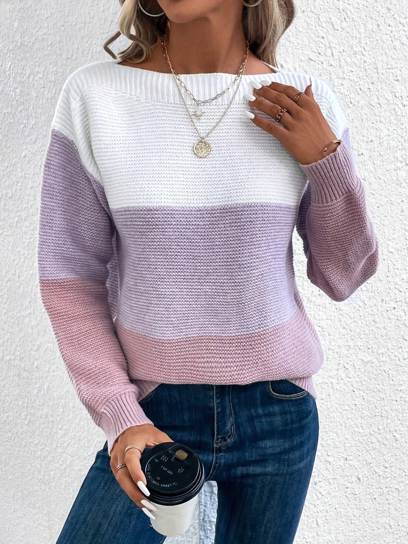 Juliana™ elegant ribbed sweater in neutral tones, slim-fit silhouette with refined knit texture
