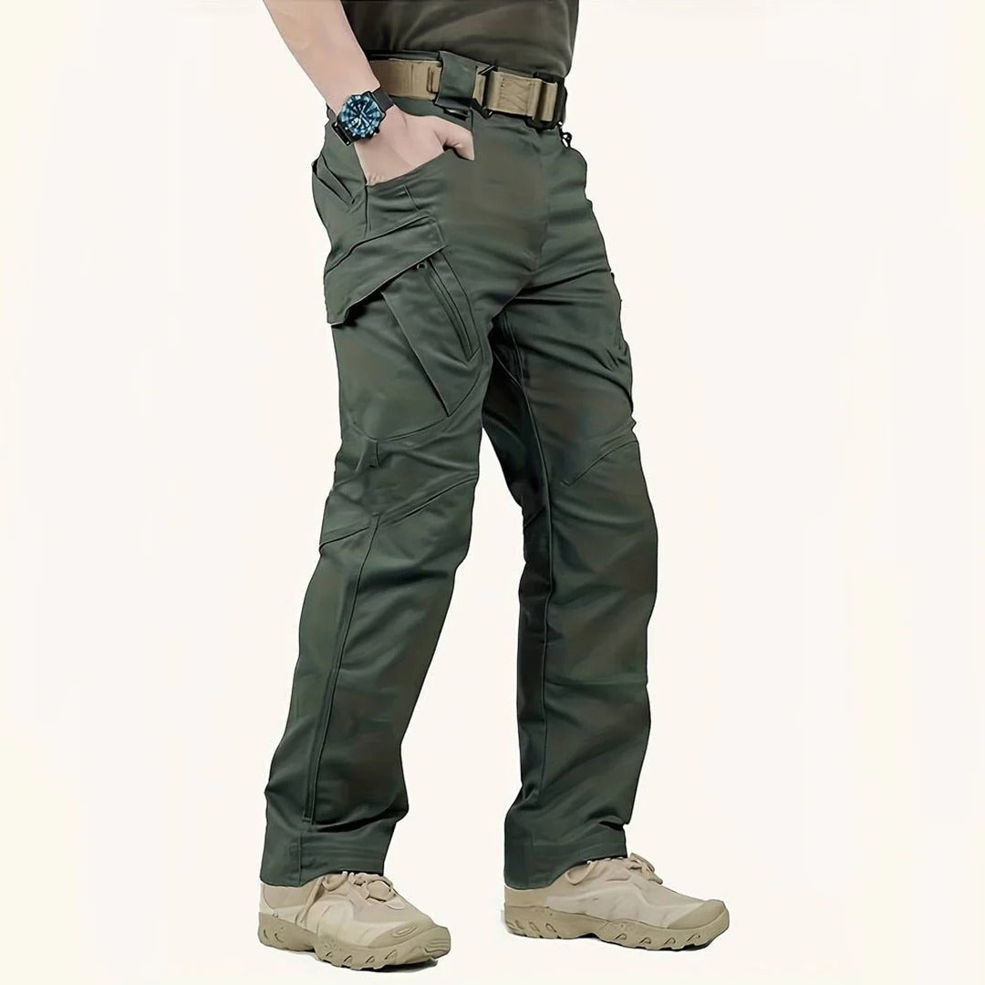 Men's tactical cargo pants in durable water-resistant fabric with reinforced cargo pockets for outdoor work