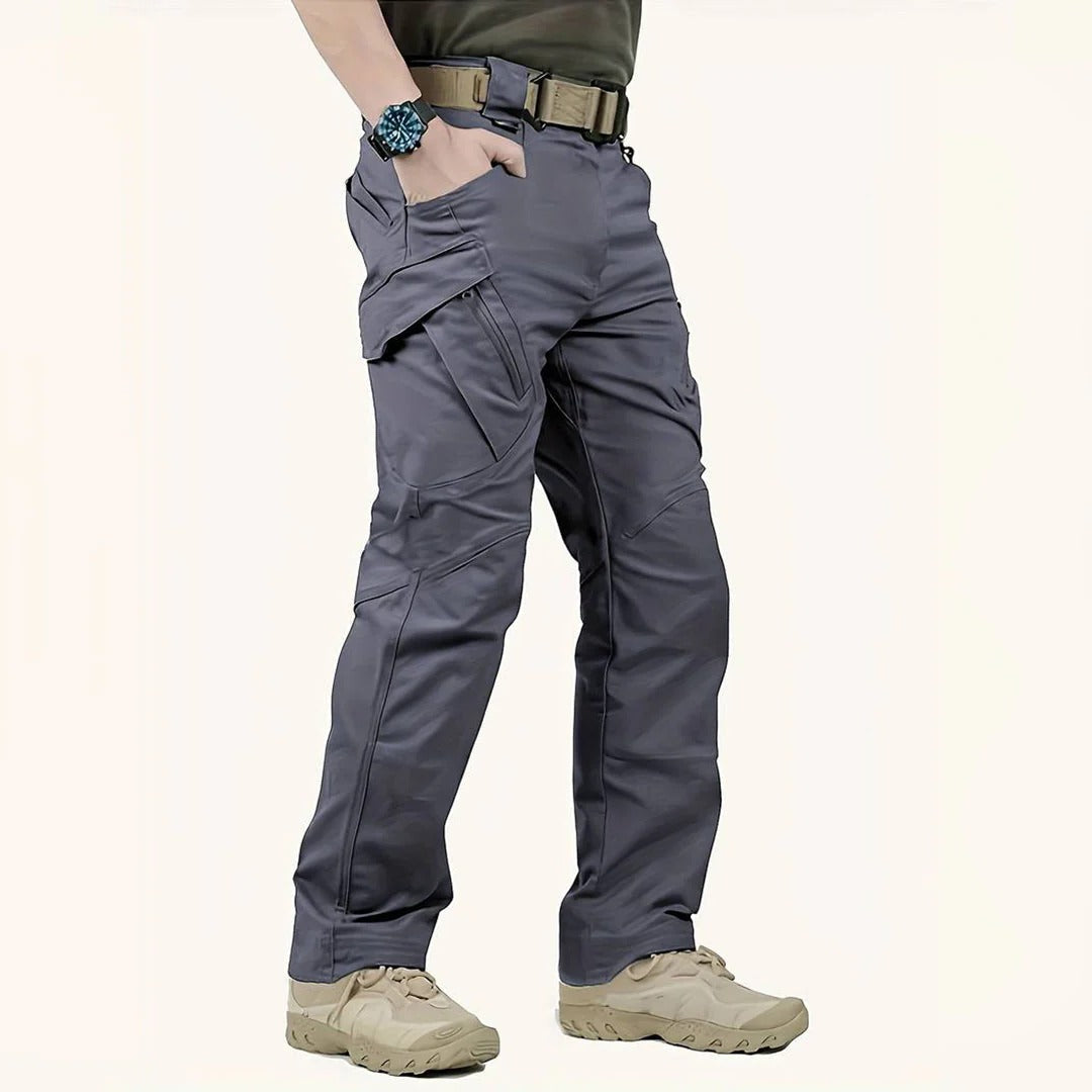 Men's tactical cargo pants in durable water-resistant fabric with reinforced cargo pockets for outdoor work