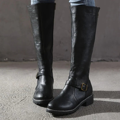 Women's mid-calf boots in smooth finish with structured silhouette and shaped toe for versatile wear