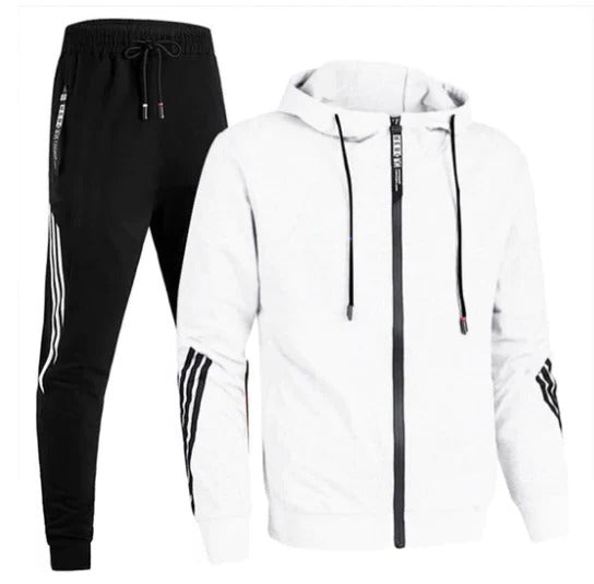 Lightweight everyday tracksuit in neutral tones, loose straight-leg fit with breathable fabric for warm days