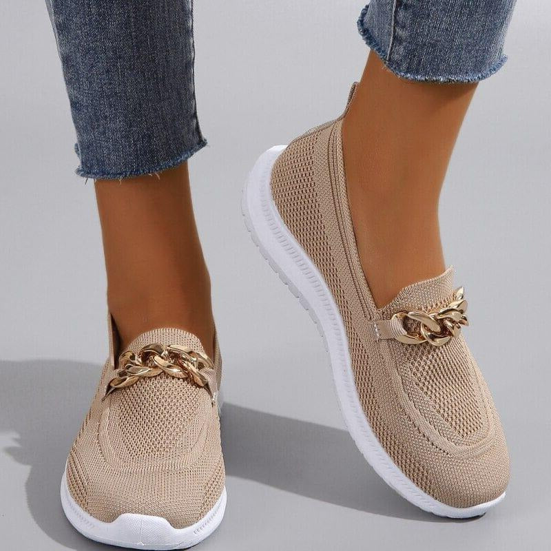 Women's no-lace slip-on shoes with adjustable closure, lightweight design for all-day comfort