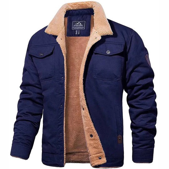 Men's sherpa lined bomber jacket vintage style brown full winter insulation cold weather