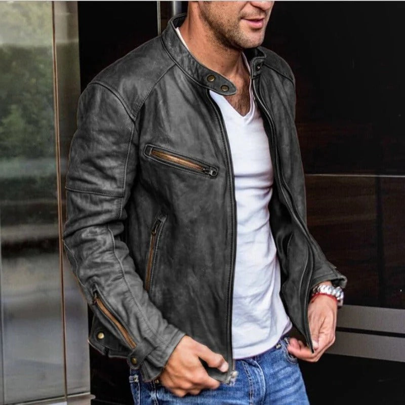 Structured zip-up jacket classic regular fit silhouette versatile everyday outerwear with clean modern lines