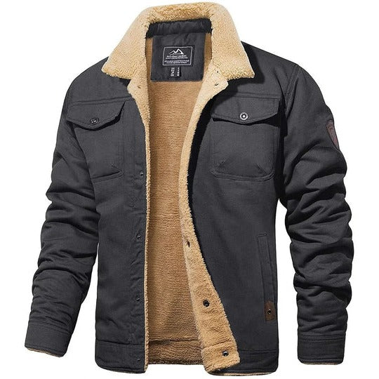 Men's sherpa lined bomber jacket vintage style brown full winter insulation cold weather