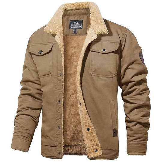 Men's vintage bomber jacket with sherpa lining, full cold-weather insulation and classic silhouette