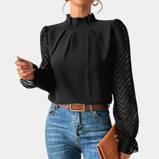 Women's long sleeve coastal top in lightweight airy fabric, versatile relaxed fit for layering