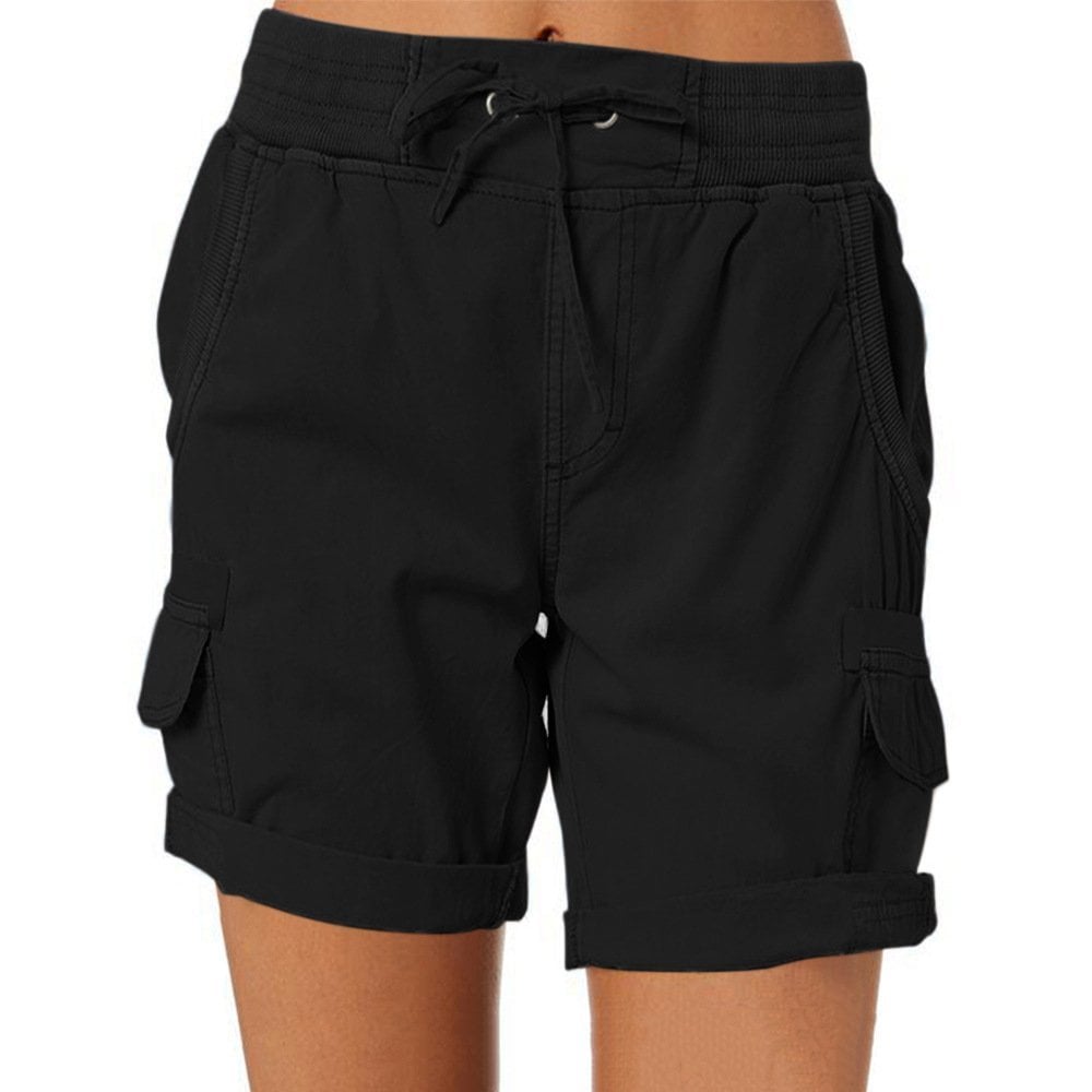 Women's relaxed-fit cargo shorts cotton blend drawstring waist with utility pockets for everyday wear