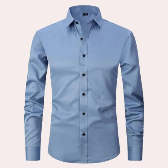 Men's white stretch long sleeve shirt pointed collar button-down formal casual wear