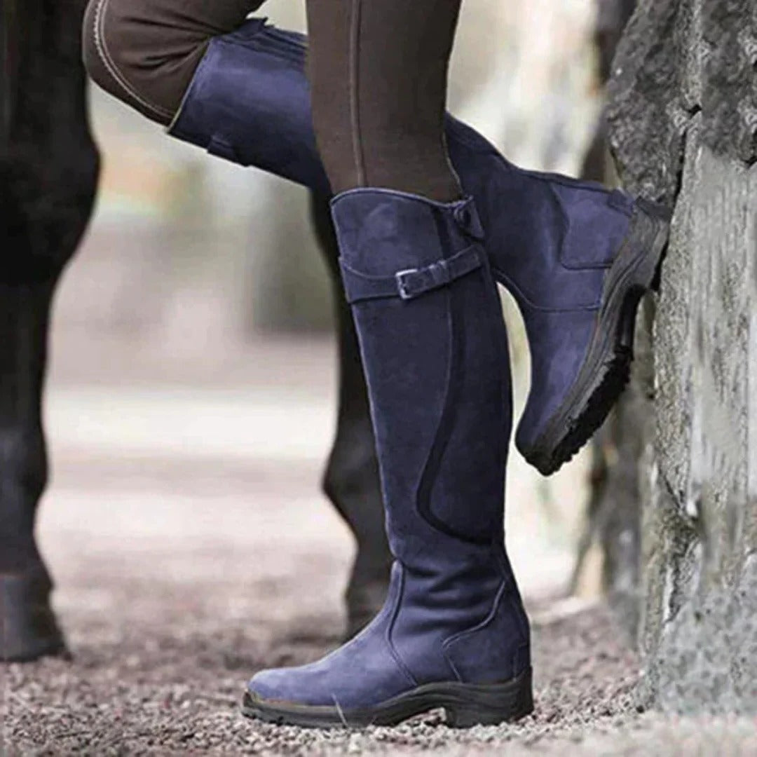 Women's black high-top waterproof boots with minimalist design for all-weather urban and outdoor wear