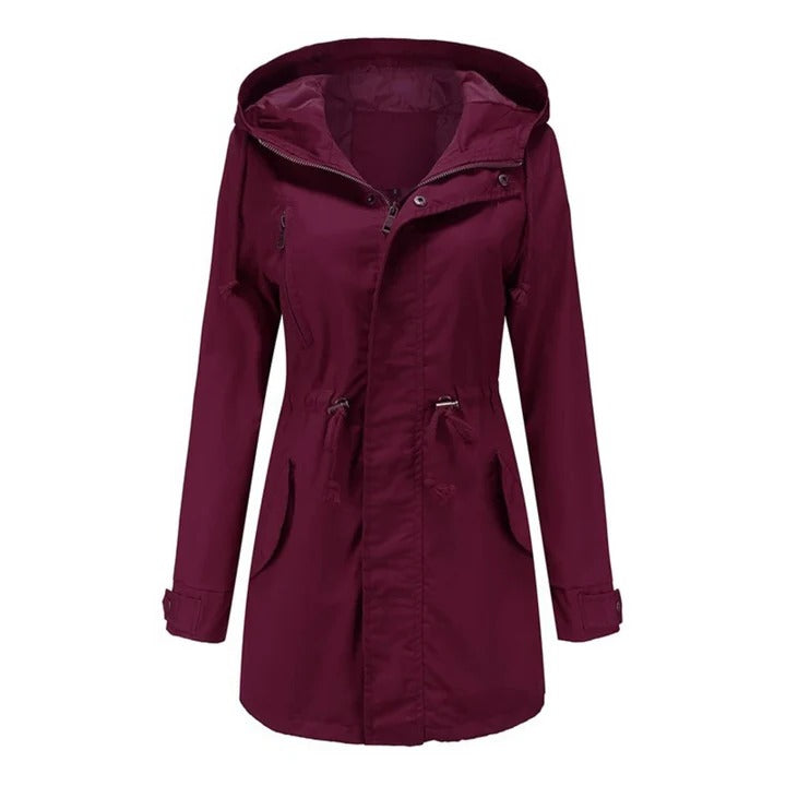 Hooded windbreaker jacket lightweight relaxed fit zip-up front adjustable hood casual outerwear