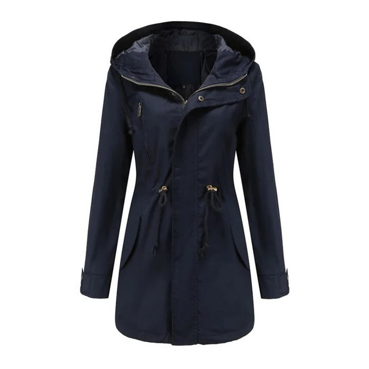 Hooded windbreaker jacket lightweight relaxed fit zip-up front adjustable hood casual outdoor layer