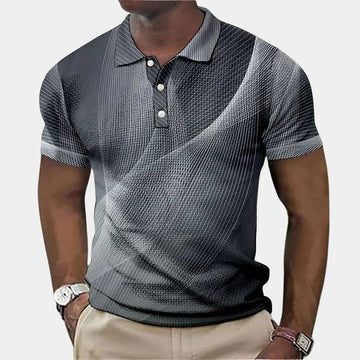 Men's classic navy polo shirt slim-fit cotton blend with button placket for smart-casual everyday wear