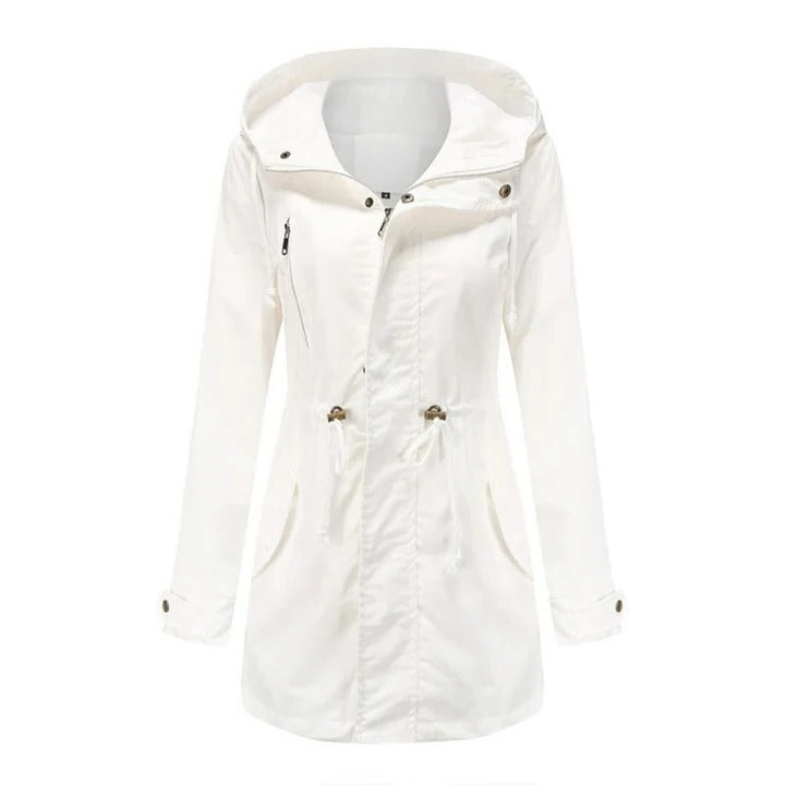 Hooded windbreaker jacket lightweight relaxed fit zip-up front adjustable hood casual outerwear