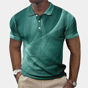 Men's classic navy polo shirt with button placket, slim fit and breathable fabric for everyday wear