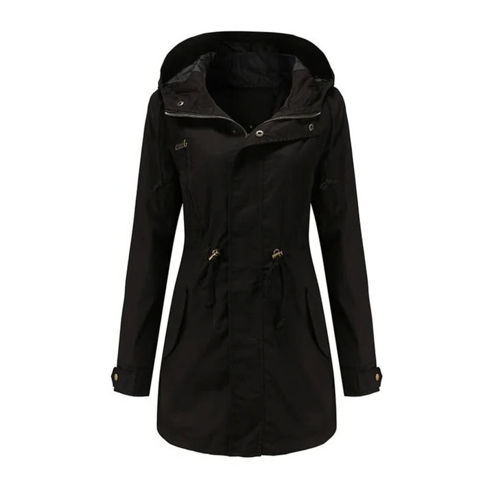 Hooded windbreaker jacket lightweight relaxed fit zip-up front adjustable hood casual outerwear