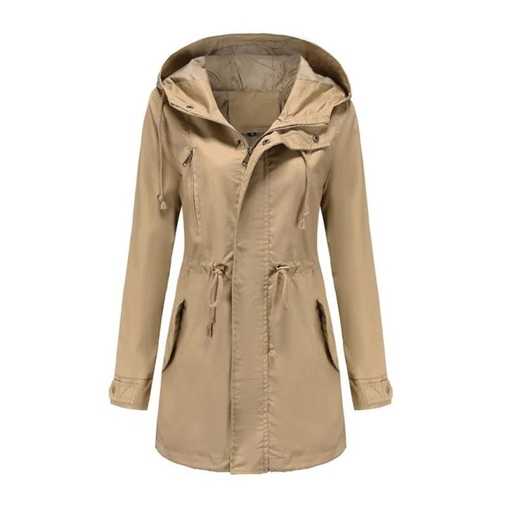 Hooded windbreaker jacket lightweight relaxed fit zip-up front adjustable hood casual outdoor layer