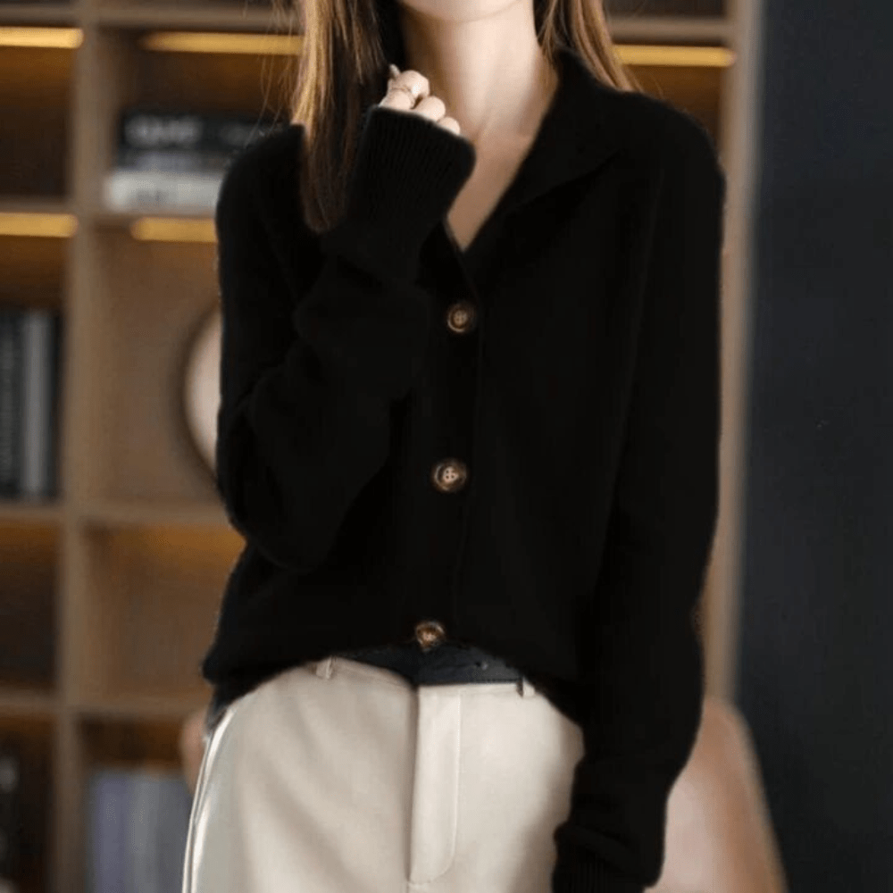 Stella ivory cashmere cardigan relaxed silhouette with premium soft knit fabric