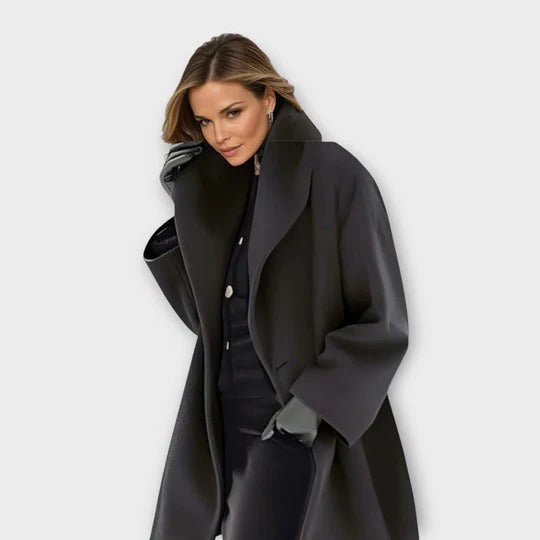 Women's structured cold-season coat clean silhouette defined lines for modern professional daily wear