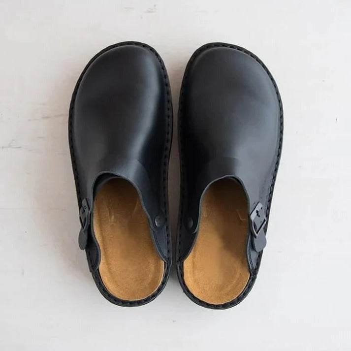 Men's slip-on slippers open heel adjustable strap supportive insole daily home loungewear comfort fit