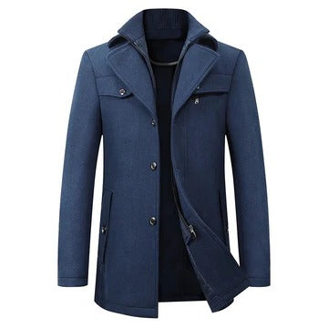 Men's dark waterproof winter coat structured silhouette slim fit water-resistant shell all-season warmth