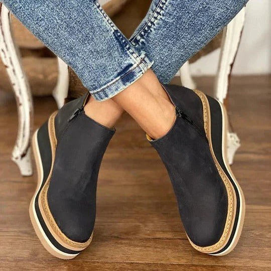 Women's low ankle boots with side closure, reinforced sole, structured fit for all-season daily wear