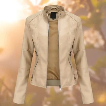 Black stand-collar statement jacket with metallic detailing, structured modern silhouette for versatile city wear