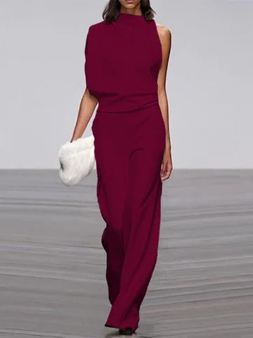 Women's wide-leg jumpsuit one-piece flattering silhouette versatile spring summer day-to-night style