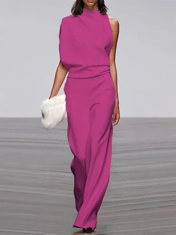 Women's wide-leg jumpsuit one-piece flattering silhouette spring summer versatile day-to-night look