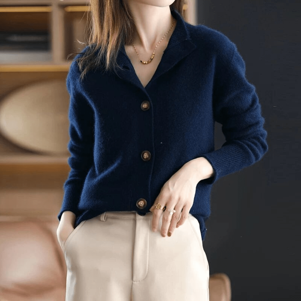 Stella cream cashmere cardigan relaxed silhouette with premium soft knit fabric