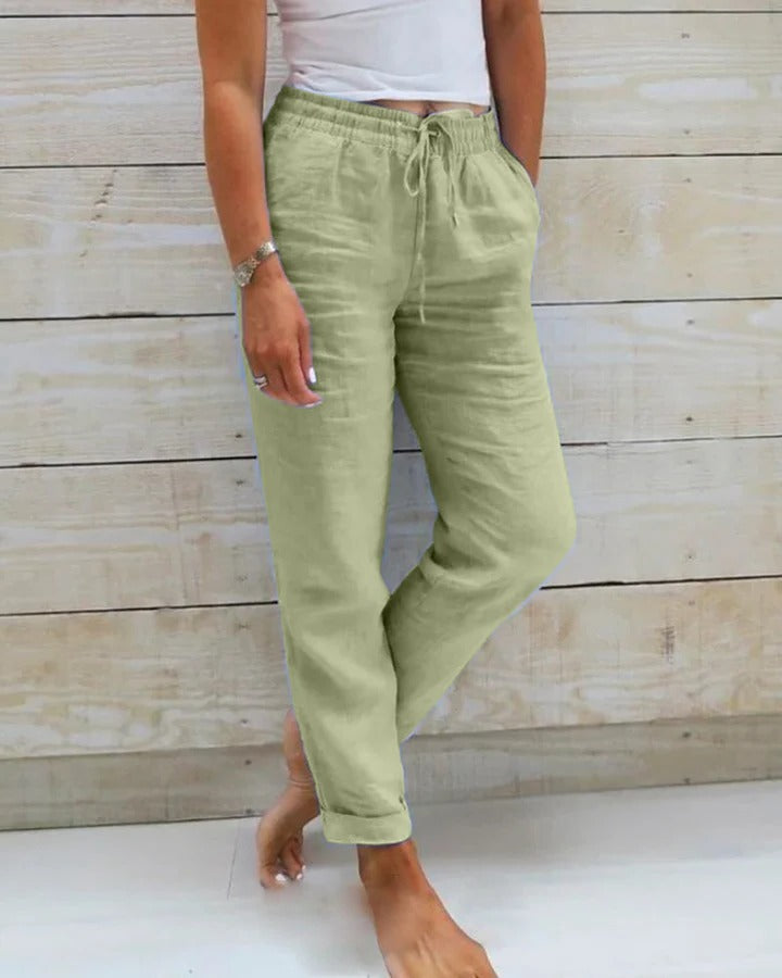 Stretch trousers flexible fit contoured shape daily wear pants for active movement support